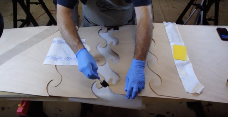 Boardman 14 SUP Construction Video #4: Gluing the Wave Scarfs