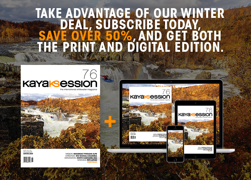 Subscription offer at the occasion of the release of the Winter 2020 issue of kayak session magazine offer