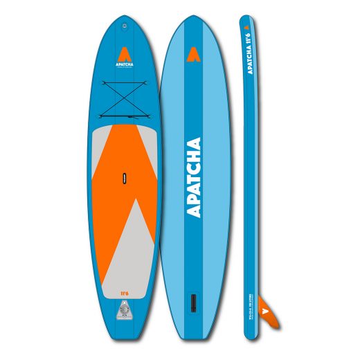 This stable 11’6 board is perfect for long paddling excursions on lakes, rivers and oceans. Being equipped with PVC pressure and tension belts it is extremely sturdy.