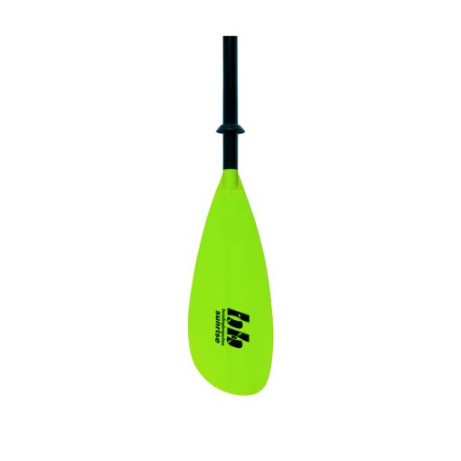 The Sunrise Glass kayak paddle balances it all: performance, comfort, value, and style. When looking for high-end features but a reasonable price tag, look no further. The Sunrise Glass has polypropylene blades that are stiff and reliable, btu also pull through the water smoothly. Its shaft is rugged, yet lightweight fiberglass, which provides both comfort and warmth in a tight fitting two-piece snap button ferrule.