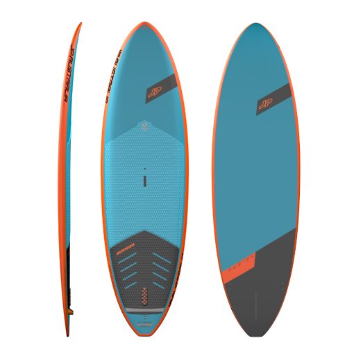 The combination of a surfboard outline, subtly curved rocker line and generous volume thinned out on the rails through a step deck is a winning concept that fuses glide and stability with great surfing characteristics. The bottom shapes feature concaves throughout running into a V towards the tail. The V in the tail helps to rail up when going down a wave. Their noses create efficient lift and the thinned out rails produce good bite during turns.