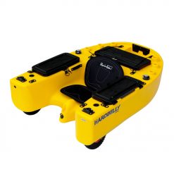 The Hardbelly is the first belly boat made of rigid material (polyethylene) molded with the rotational system. Unsinkable thanks to its newly designed structure, very similar to modern kayaks, with a hollow interior. The Hardbelly is ideal for rental by sport fishing structures and fishing guides, as it is not subject to holes and unpleasant damages due to incorrect or excessive use. Ideal for bass fishing, it is also ideal in other fishing environments such as the lagoon or the sea, thanks also to the possibility of being customizable with an electric motor.