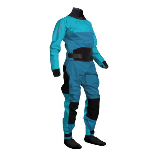 The CALYPSO Air4 is a top of the line women's dry suit that is here keep you warm and dry even while pushing the boundaries of what's possible in a kayak. Rear entry TIZIP® waterproof zipper dry suit designed for extreme paddling / Ergonomically designed cut allows for maximum range of motion / Latex wrists and neck gaskets for maximum dryness are further protected protected with soft neoprene cuffs / High wear areas (seat, knees, elbows) are reinforced with cordura for durability / The main body of the suit is made from Air4 material / Equipped with our "Double Pull" system where pulling forward on the waist tabs simultaneously tightens the front and back and is then secured via hook-and-loop on the front for a perfect fit /