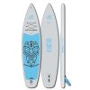 The 12’0 Family Touring board is the largest board in the Family series. The 343 liters volume encased in a robust pre-laminated double layer also carries heavy or multiple family members stably on the water without bending.