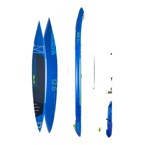 Never to be upstaged is the Aero Neva SUP Board 12.6 Package! The perfect stand up paddle board for touring, the Neva features an all new "EZ Lock Fin" and lightweight X-Stitching construction for a fast and durable ride on the water.