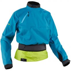 For beginning kayakers looking to paddle in beefier conditions, the waterproof-breathable NRS Women's Helium Jacket is a next-level splash top featuring a kayak overskirt that mates with a sprayskirt tunnel.