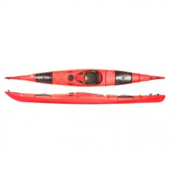 Medium to high volume multi-day sea kayak for medium to larger paddlers up till 120 kg looking for a durable quality performance kayak for short and long tours that can handle rough conditions and paddle effortlessly on calmer days. Made for extensive open water crossings, surfing waves and multiday trips with all you need. It has good speed and high stability combined with high maneuverability. Increased volume in the bow for better lift over waves. Easy to turn by shifting your weight and using your paddle technique.