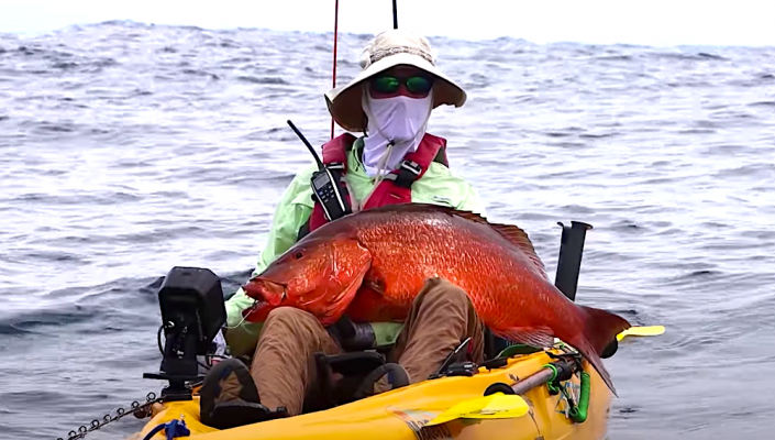 robert field kayak fishing offshore in the ocean dodging storms