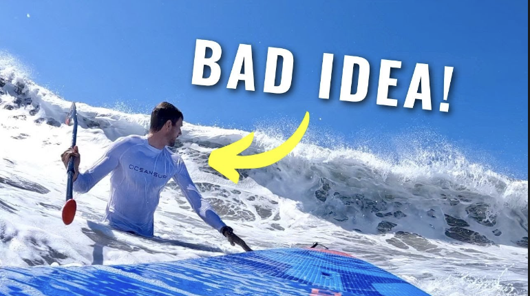 share 4 mistakes to avoid when paddling out through surf.